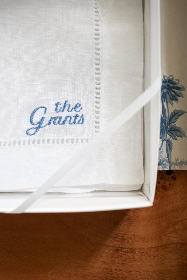 Family Name Embroidered Cocktail Napkins - Set of 4