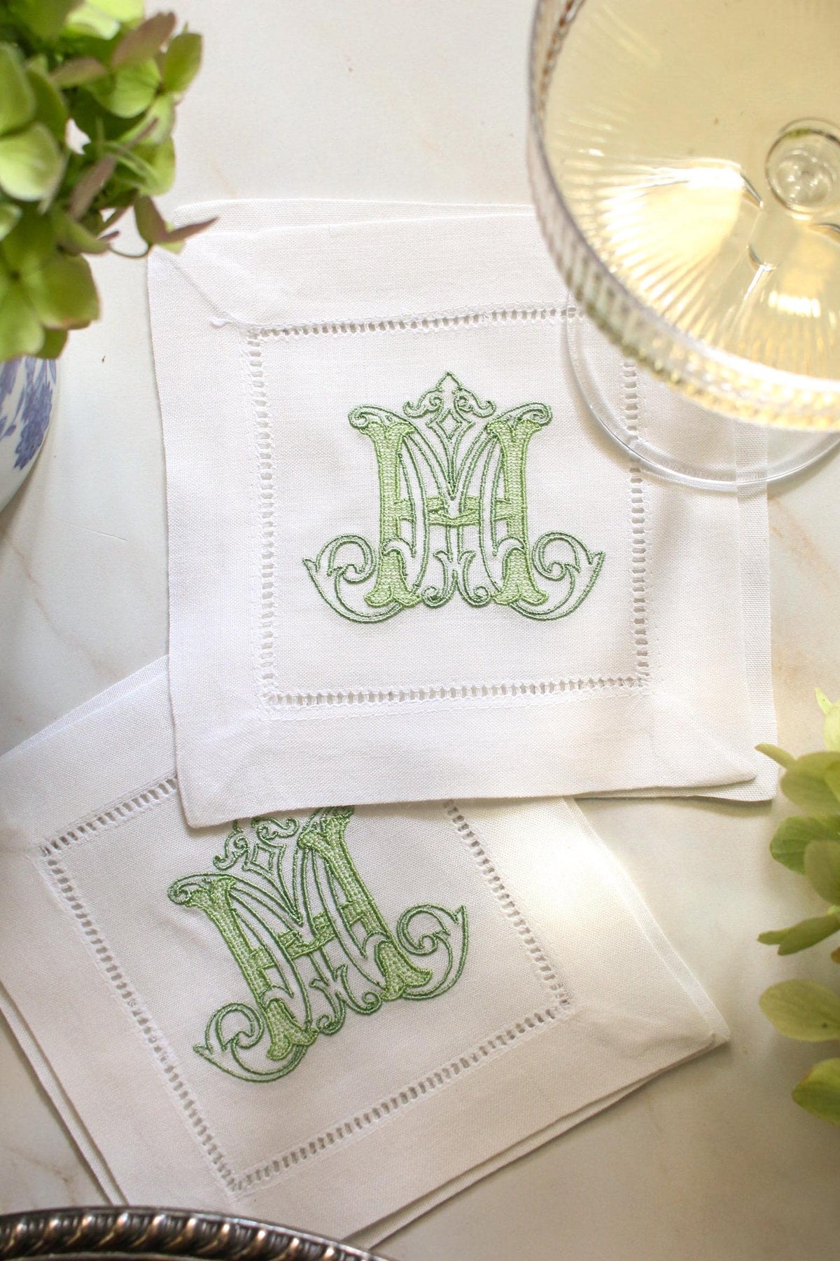 Custom Monogramed Embroidered Cocktail Napkins | Set of 4 | Hostess Gifts | Wedding Gifts | Housewarming Gifts | Hostess Gifts