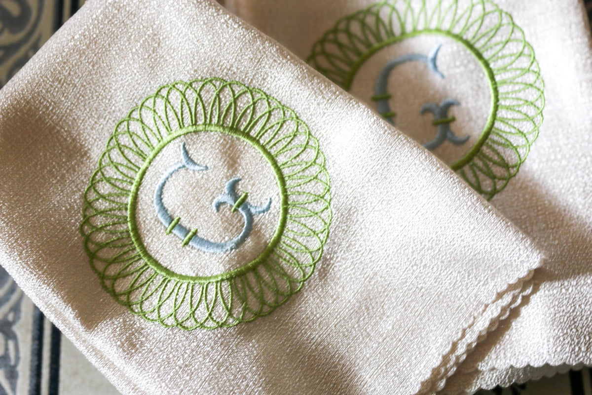 Personalized Embroidered Dinner Napkins | Hostess Gifts | Housewarming Gifts | Grandmillenial Home | European Linen