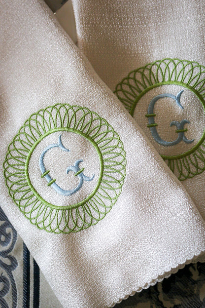 Personalized Embroidered Dinner Napkins | Hostess Gifts | Housewarming Gifts | Grandmillenial Home | European Linen
