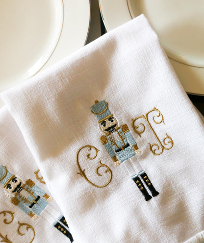Embroidered Nutcracker Tea Towel | Christmas Embroidery | Grandmillenial Home | Traditional Christmas Gifts | Hostess Gifts