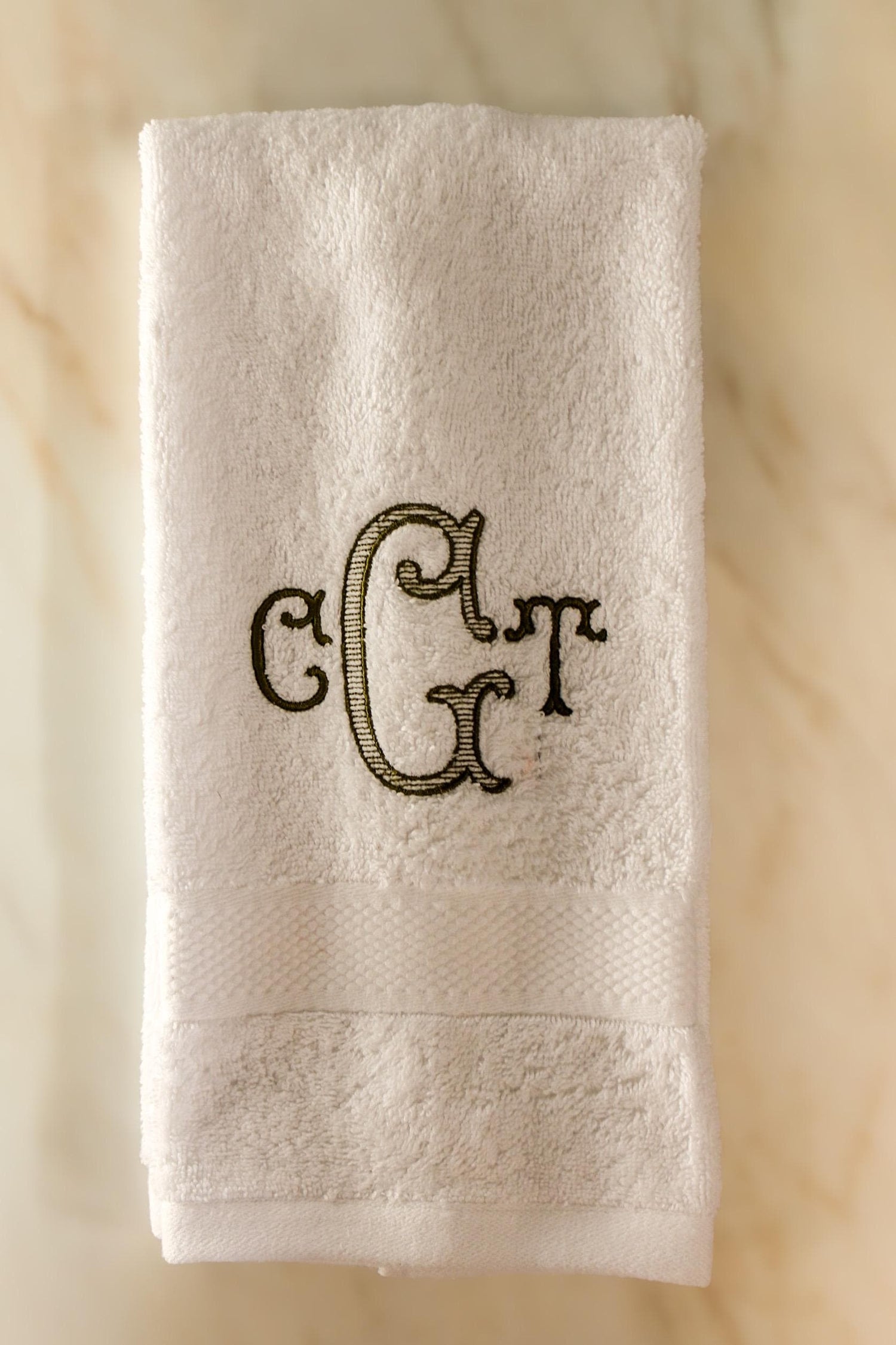 Triple Monogram Bath Towel | Grandmillenial Home | Hostess Gifts | Wedding Gifts