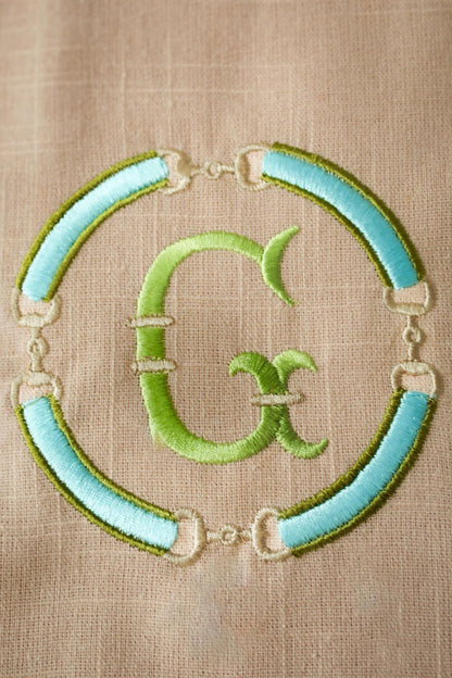 Horsebit Initial Embroidered Hand Towel | Hostess Gifts | Home Gifts | Wedding Gifts
