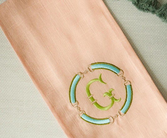 Horsebit Initial Embroidered Hand Towel | Hostess Gifts | Home Gifts | Wedding Gifts
