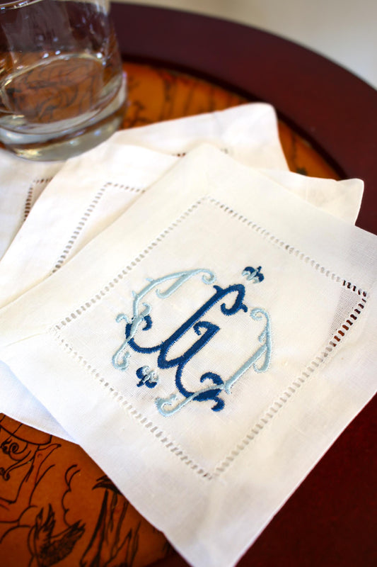 Monogram Embroidered Cocktail Napkins | Hostess Gifts | Wedding Registry | Grandmillenial Home