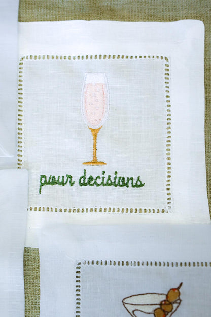 Boozy Embroidered Cocktail Napkins | Hostess Gifts | Gifts for Her | Grandmillenial Gifts | Funny Cocktail Napkins