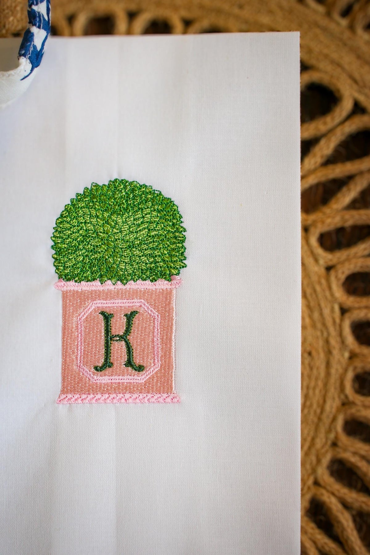 Initial Boxwood Planter Linen Hand Towel | Hostess Gifts | Home Gifts | Wedding Gifts | Housewarming Gifts | Grandmillenial Gifts