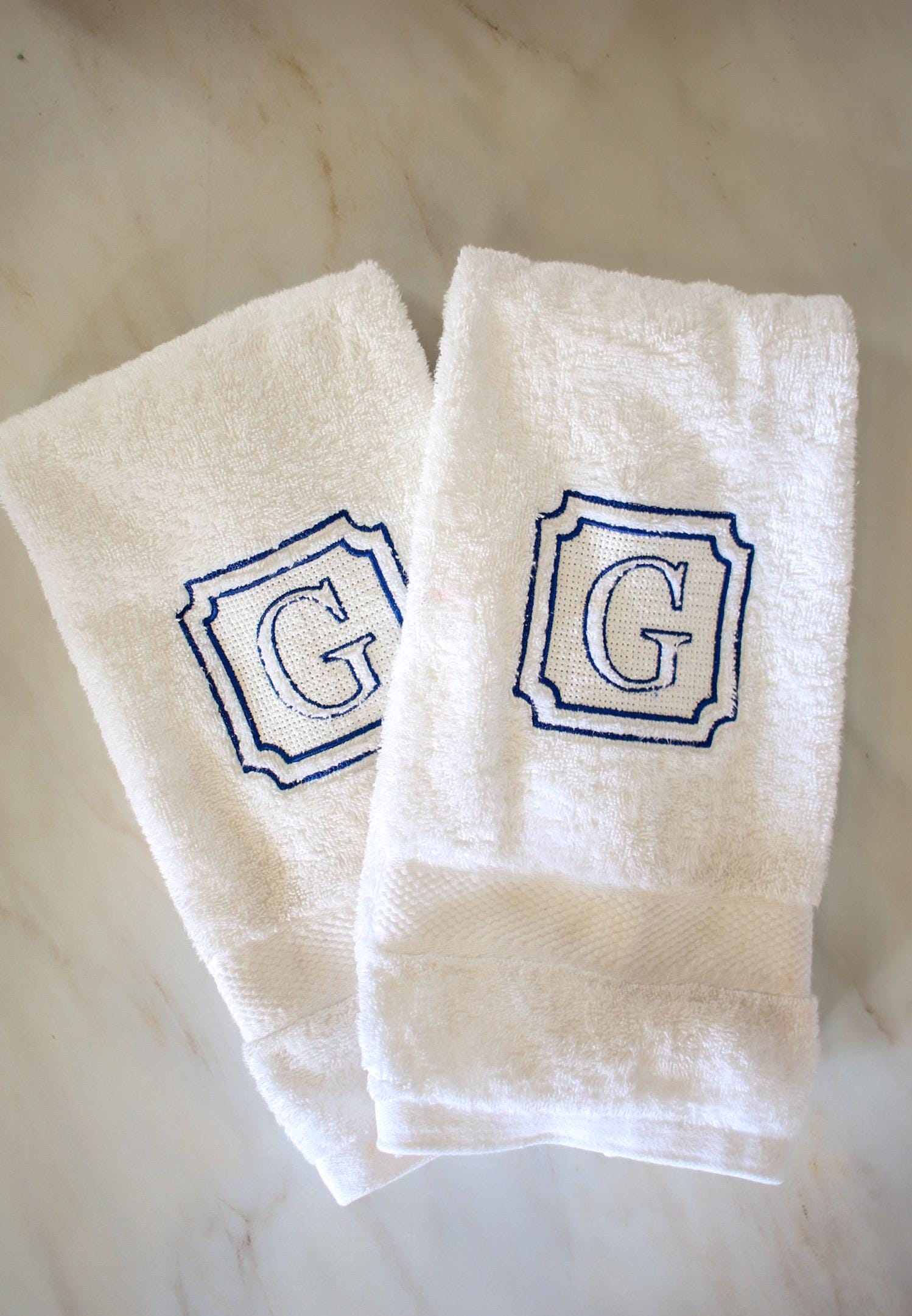 Custom Embroidered Initial Hand Towel: 100% Turkish Cotton