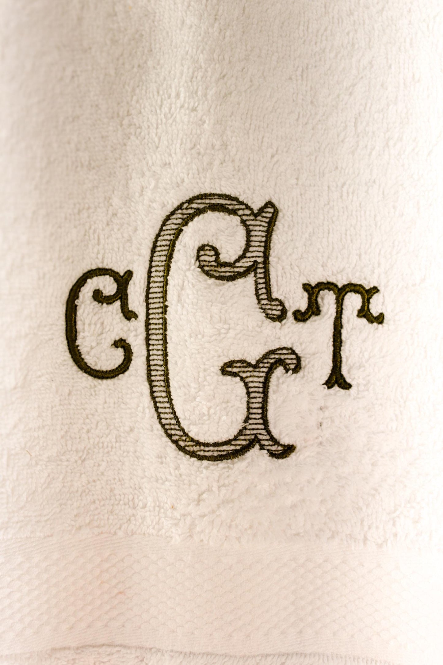 Triple Monogram Bath Towel | Grandmillenial Home | Hostess Gifts | Wedding Gifts