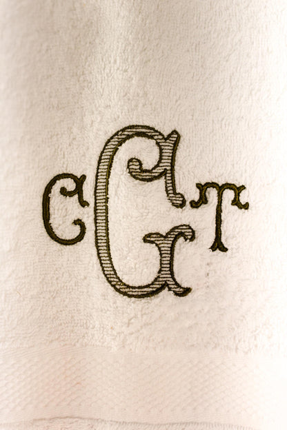 Triple Monogram Bath Towel | Grandmillenial Home | Hostess Gifts | Wedding Gifts