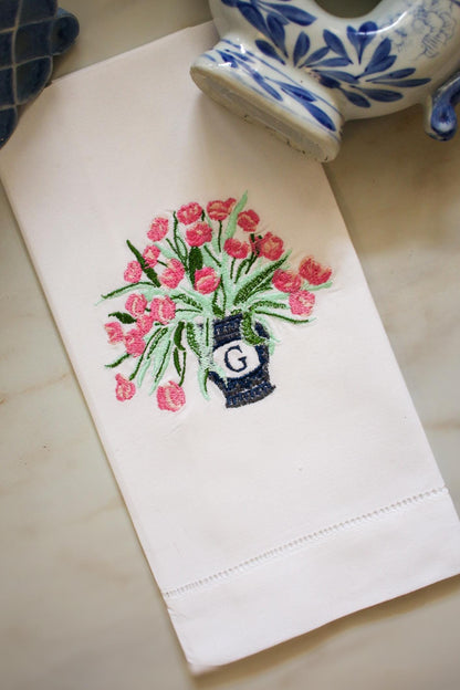 Personalized Ginger Jar Embroidered Hand Towel | Grandmillenial Gifts | Housewarming Gifts | Hostess Gifts | European Linen