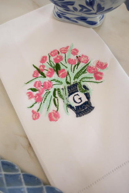 Personalized Ginger Jar Embroidered Hand Towel | Grandmillenial Gifts | Housewarming Gifts | Hostess Gifts | European Linen