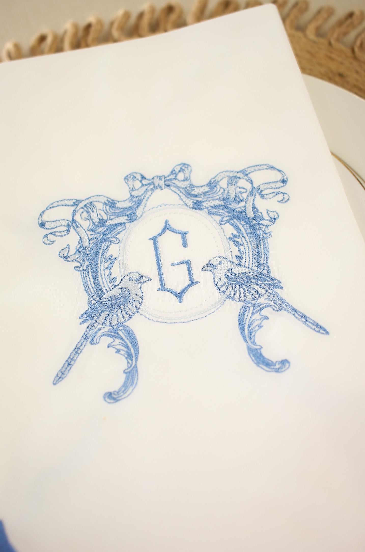Scalloped Edge Embroidered Dinner Napkin | Home Gifts | Custom Embroidery | Hostess Gifts | Grandmillenial Home