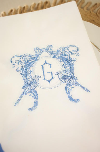 Scalloped Edge Embroidered Dinner Napkin | Home Gifts | Custom Embroidery | Hostess Gifts | Grandmillenial Home