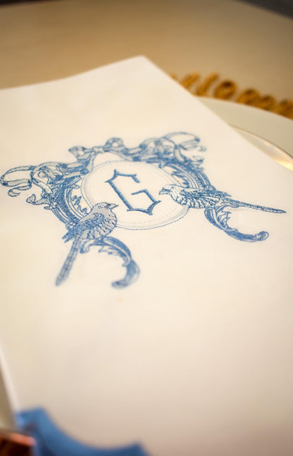 Scalloped Edge Embroidered Dinner Napkin | Home Gifts | Custom Embroidery | Hostess Gifts | Grandmillenial Home