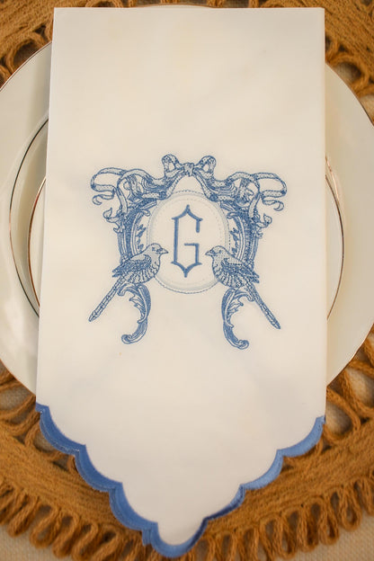 Scalloped Edge Embroidered Dinner Napkin | Home Gifts | Custom Embroidery | Hostess Gifts | Grandmillenial Home