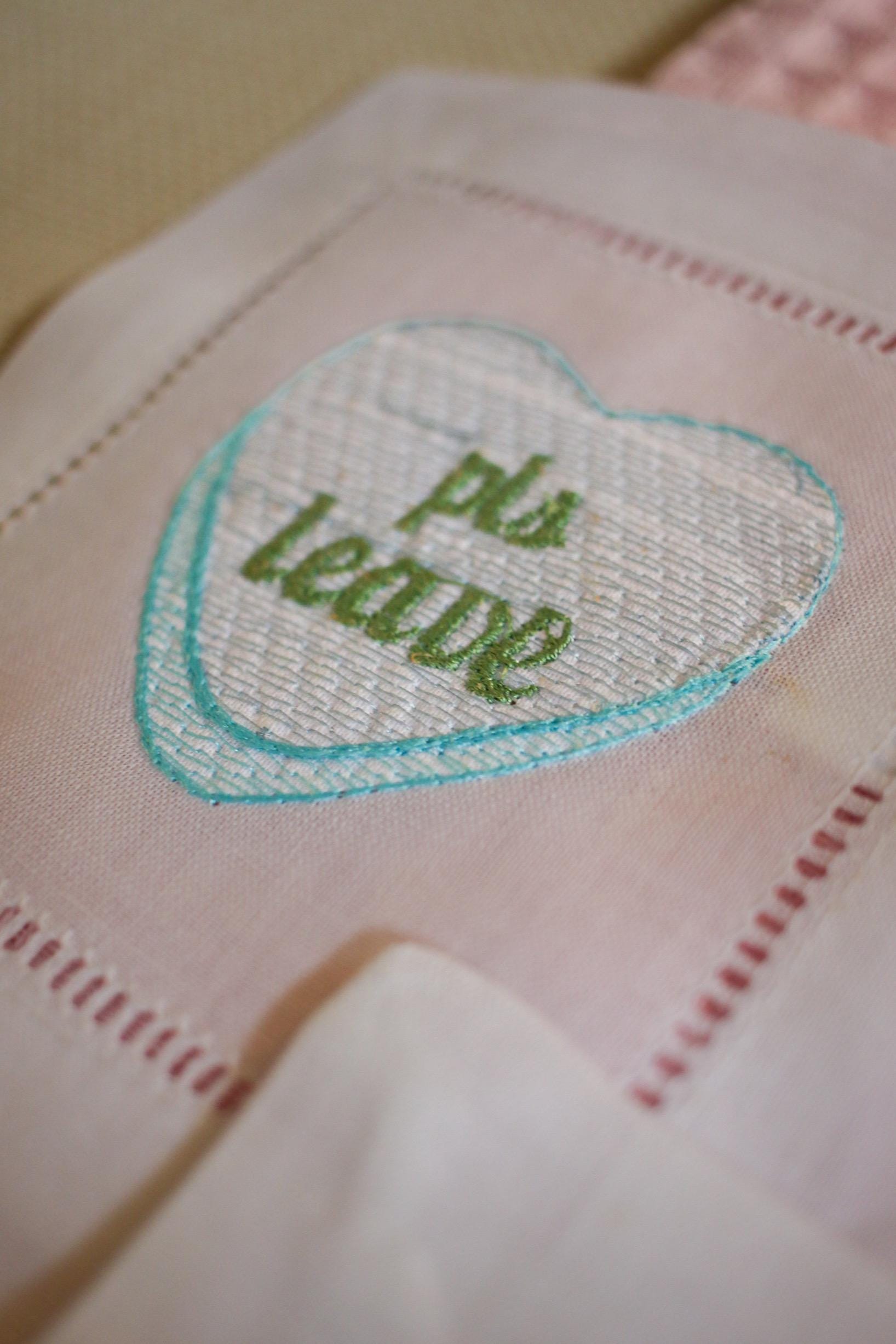Embroidered Valentine's Cocktail Napkins: Linen Hemstitch Set