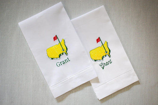 Embroidered Master’s Linen Hand Towel | Hostess Gifts | Home Gifts | Wedding Gifts | Golf Grandmillenial