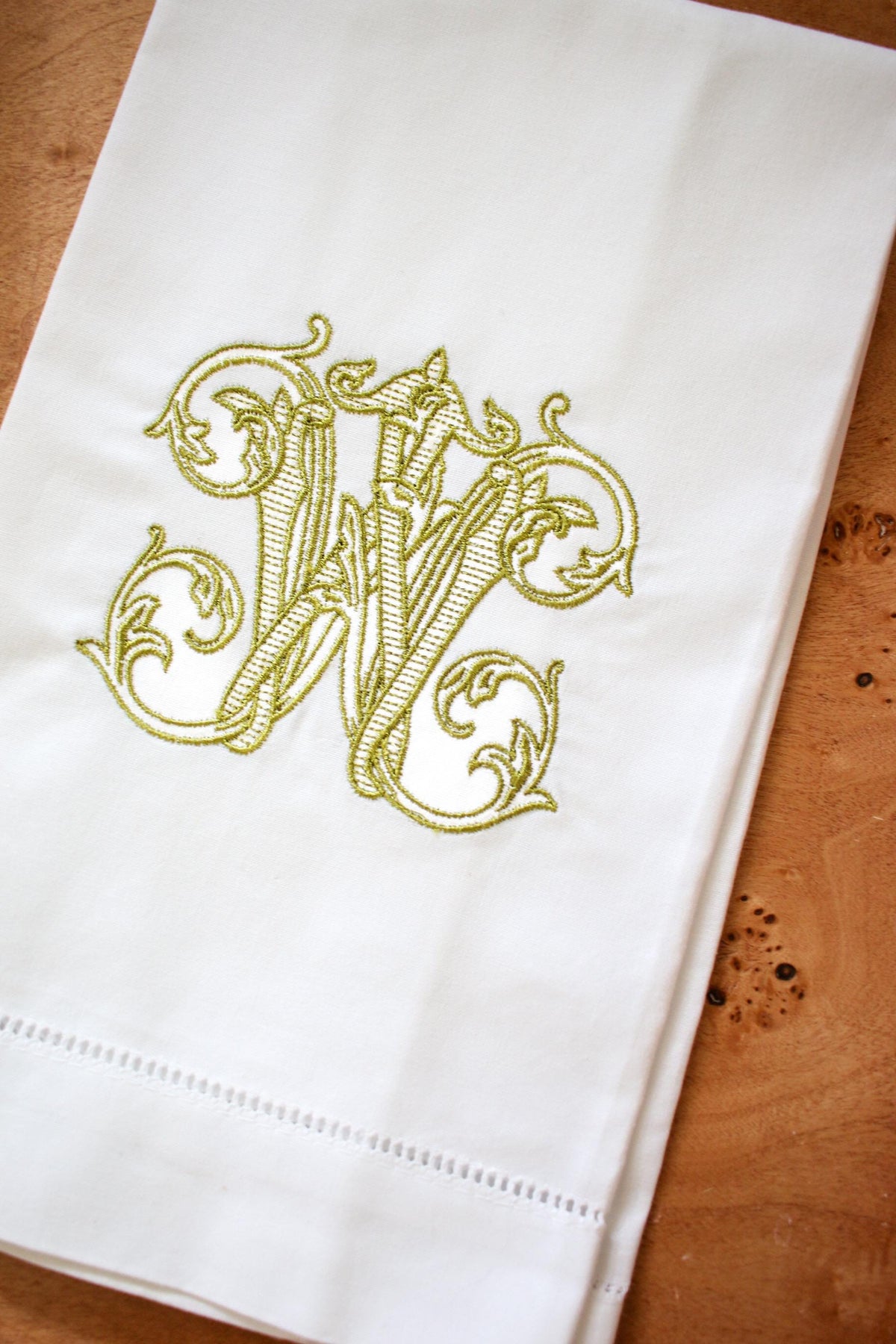 Monogram Vintage Vine Linen Hand Towel | Hostess Gifts | Home Gifts | Wedding Gifts | European Linen