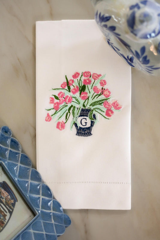 Personalized Ginger Jar Embroidered Hand Towel | Grandmillenial Gifts | Housewarming Gifts | Hostess Gifts | European Linen