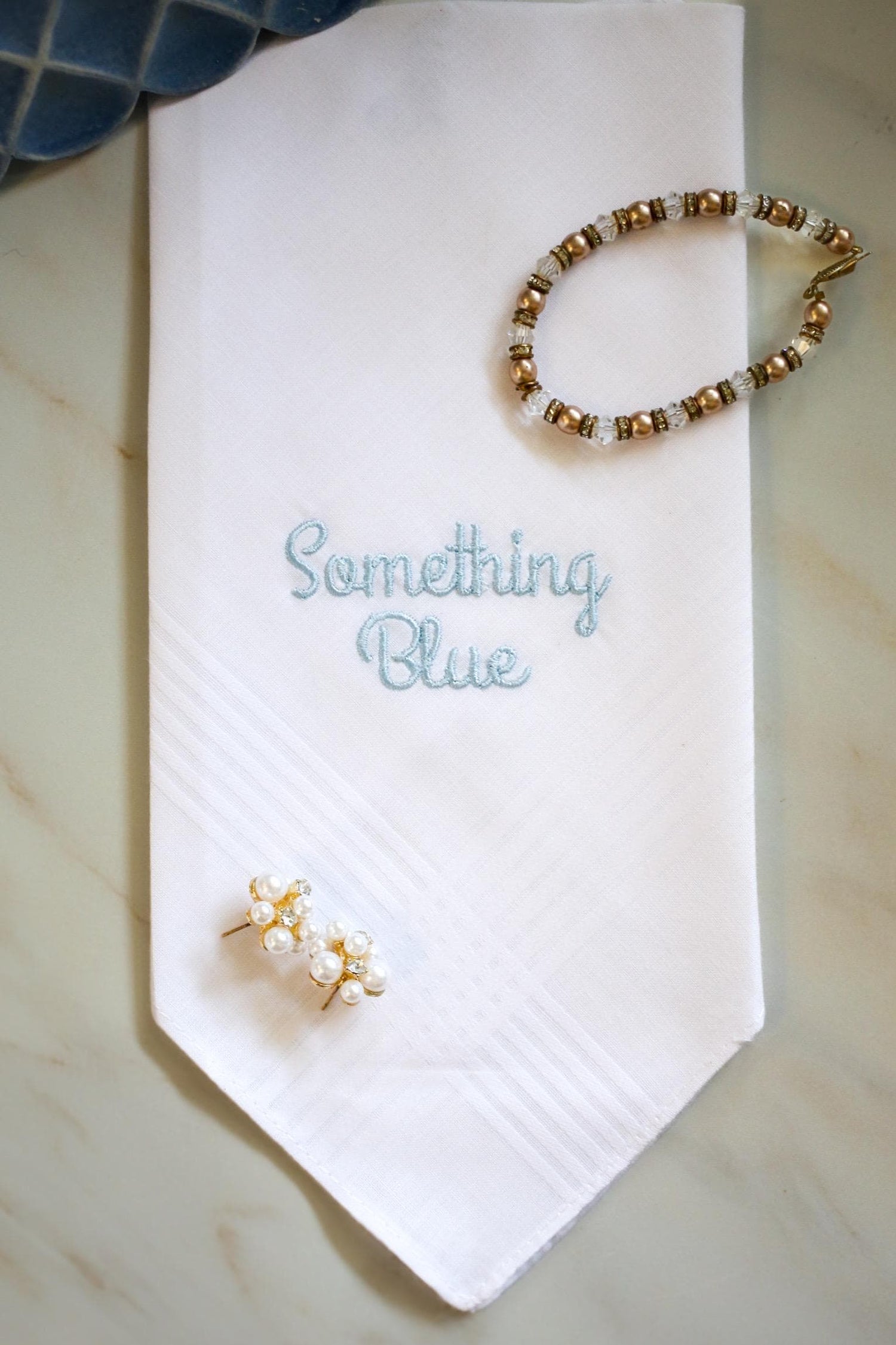 Custom Embroidered Bridal Handkerchief | Something Blue Handkerchief | Bridal Gifts | Embroidered Wedding Gifts | Bridesmaid Proposal