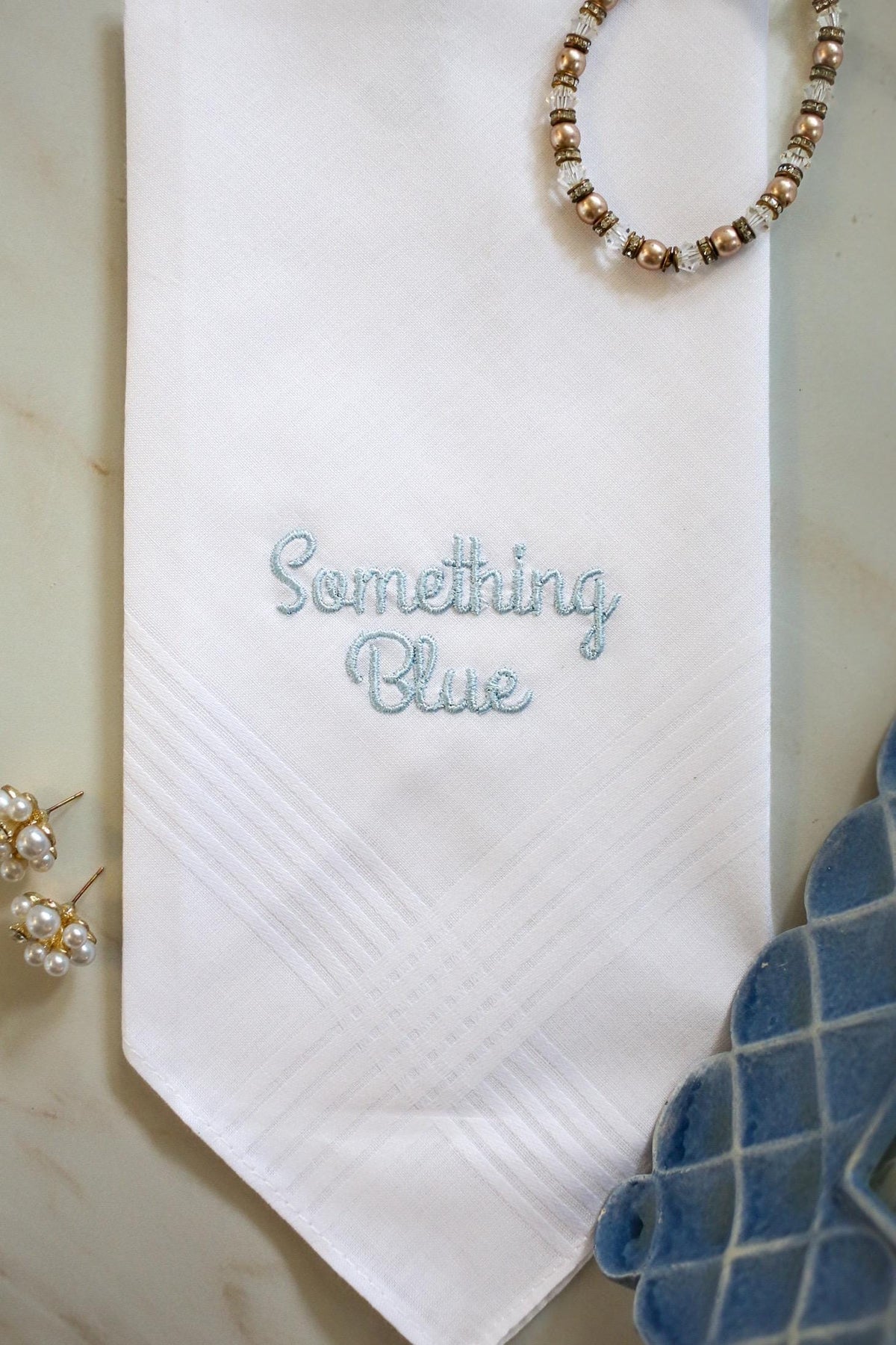 Custom Embroidered Bridal Handkerchief | Something Blue Handkerchief | Bridal Gifts | Embroidered Wedding Gifts | Bridesmaid Proposal