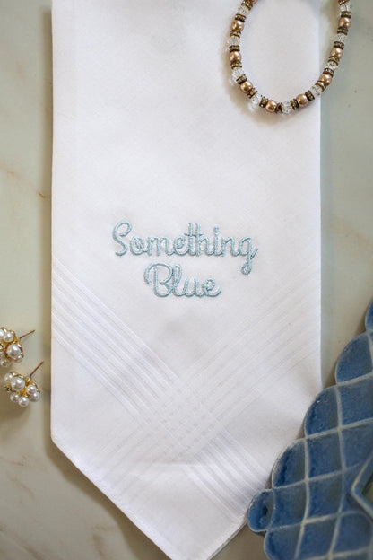 Custom Embroidered Bridal Handkerchief | Something Blue Handkerchief | Bridal Gifts | Embroidered Wedding Gifts | Bridesmaid Proposal