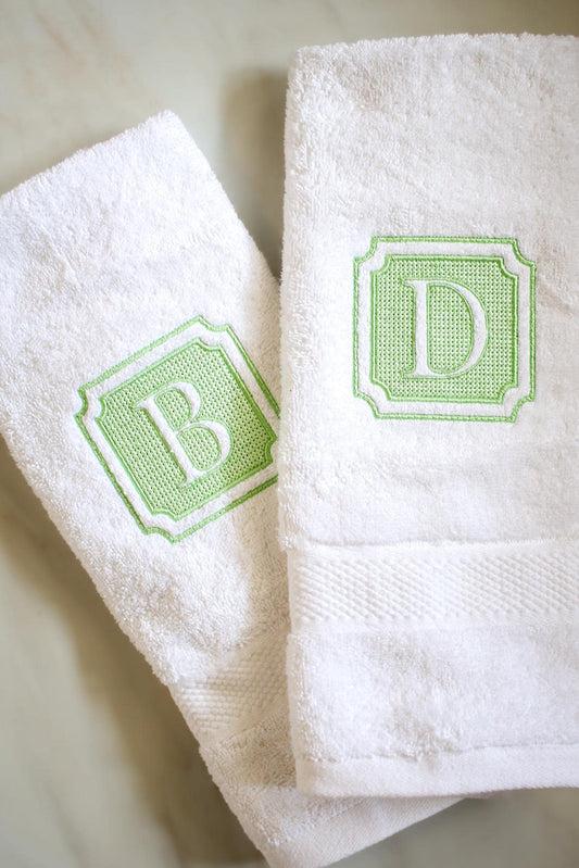 Custom Embroidered Initial Hand Towel: 100% Turkish Cotton