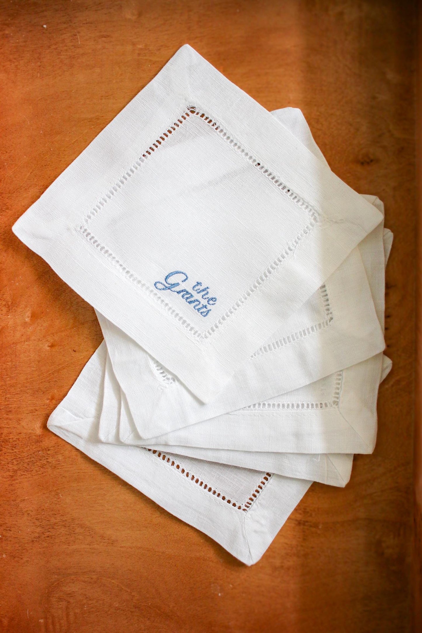 Custom Name Embroidered Cocktail Napkins | Hostess Gifts | Chinoiserie Gifts | Wedding Gifts | Housewarming Gifts | Hostess Gifts