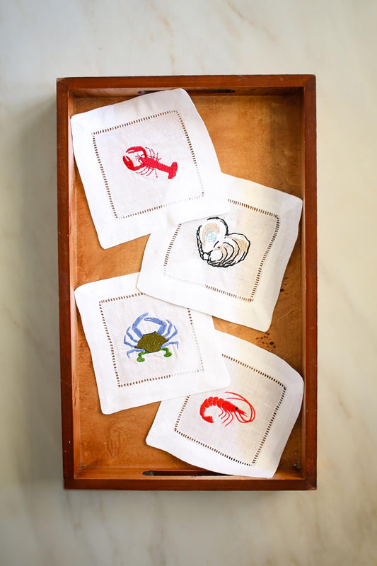 Nantucket Hemstitch Cocktail Napkins | Hampton Cocktail Napkins | Gifts for Home | Hostess Gifts | Sea Gifts