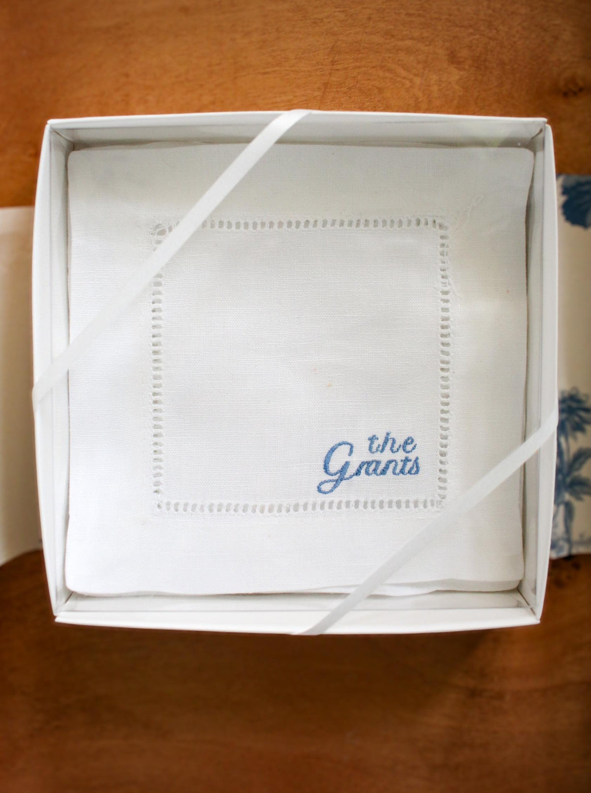 Custom Name Embroidered Cocktail Napkins | Hostess Gifts | Chinoiserie Gifts | Wedding Gifts | Housewarming Gifts | Hostess Gifts
