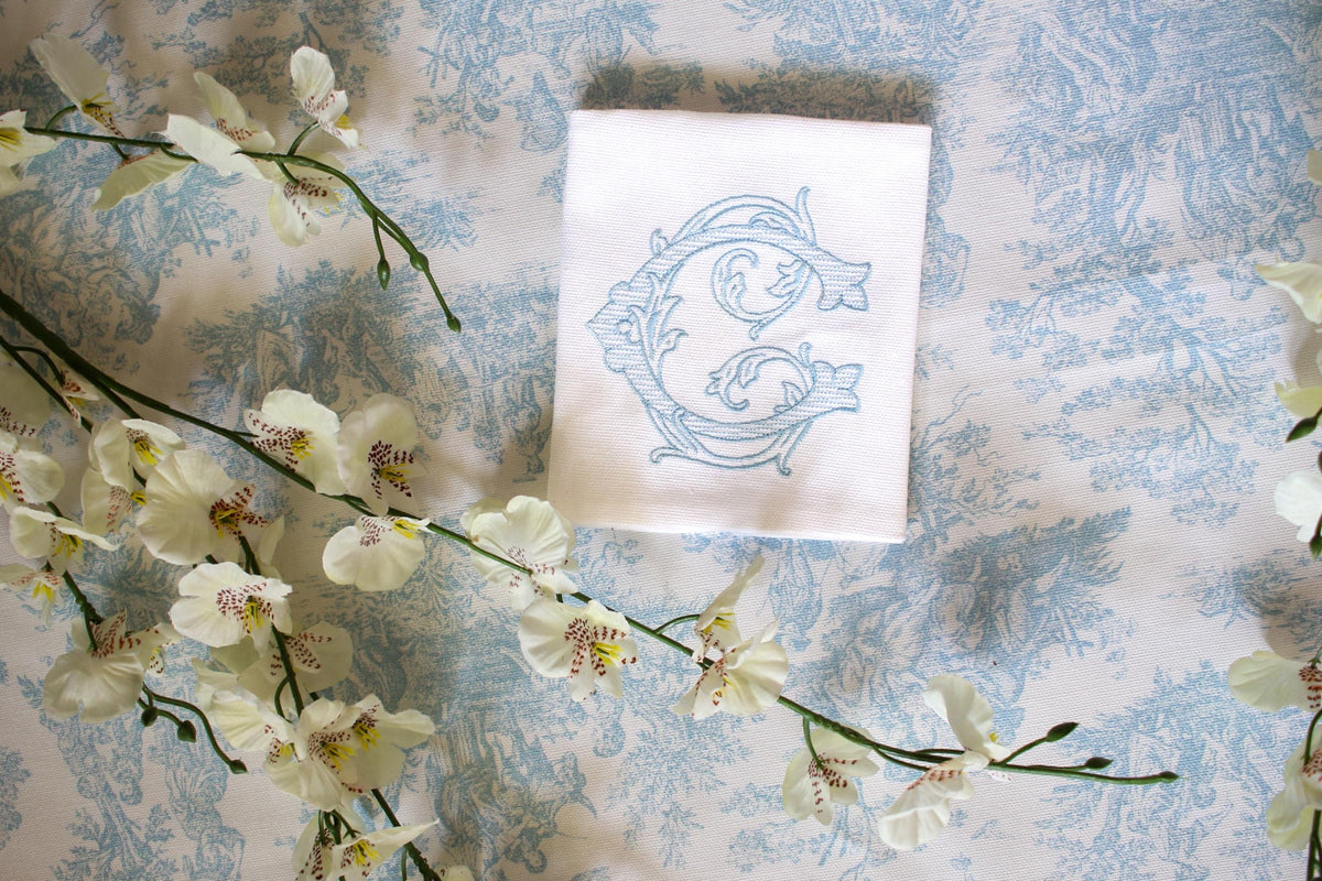 Embroidered Wedding Bouquet Wrap with Single Letter Monogram | Wedding Gifts | Wedding Bouquet Wraps