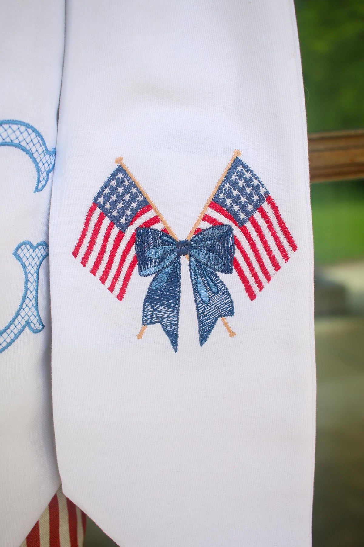 Monogrammed Patriotic Initial Wreath Sash | Home Gifts | Wedding Gifts | Grandmillenial Home