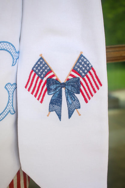 Monogrammed Patriotic Initial Wreath Sash | Home Gifts | Wedding Gifts | Grandmillenial Home