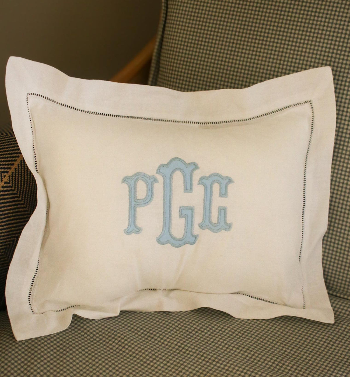 Monogrammed Appliqué Hemstitched Pillow | Custom Pillow Cover | Housewarming Gifts | Nursery Gifts
