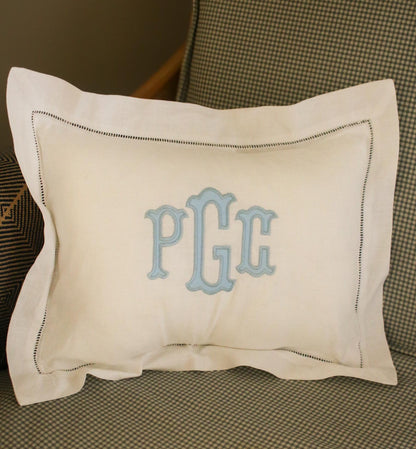 Monogrammed Appliqué Hemstitched Pillow | Custom Pillow Cover | Housewarming Gifts | Nursery Gifts