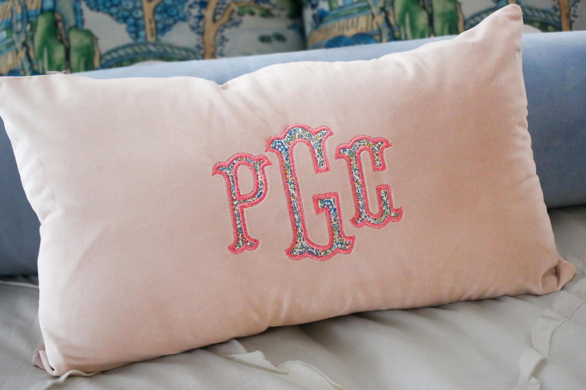 Velvet Personalized Appliqué Name Pillow Cover | Housewarming Gifts | Grandmillenial Gifts | Personalized Embroidery