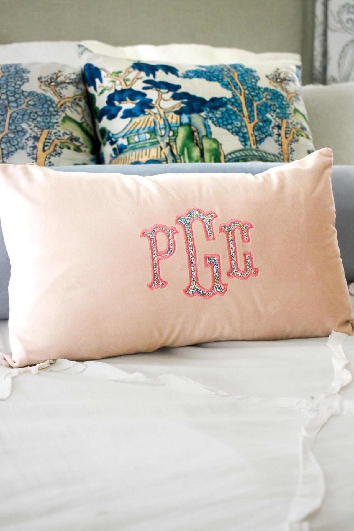 Velvet Personalized Appliqué Name Pillow Cover | Housewarming Gifts | Grandmillenial Gifts | Personalized Embroidery