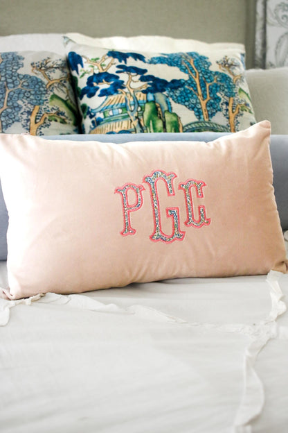 Velvet Personalized Appliqué Name Pillow Cover | Housewarming Gifts | Grandmillenial Gifts | Personalized Embroidery