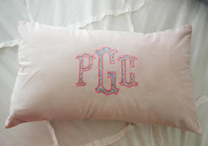 Velvet Personalized Appliqué Name Pillow Cover | Housewarming Gifts | Grandmillenial Gifts | Personalized Embroidery