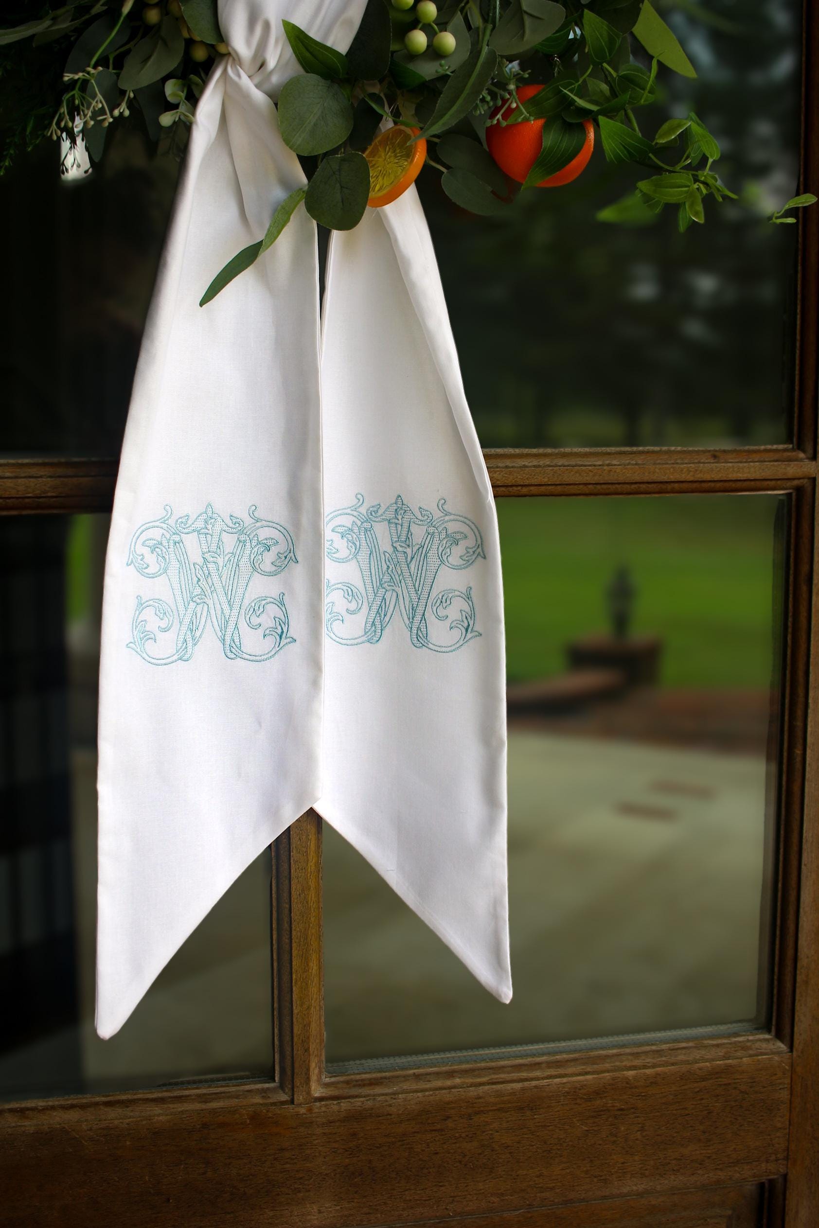 Monogram Vintage Vine Wreath Sash | Home Gifts | Wedding Gifts | Grandmillenial Home