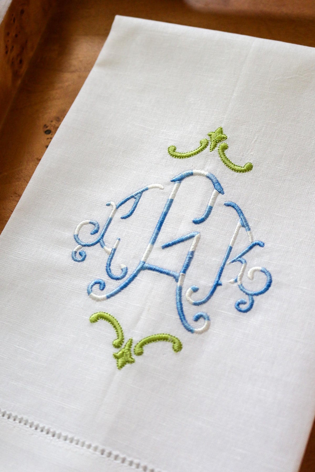 Monogrammed Embroidered Linen Hand Towel: Custom Initial Gift