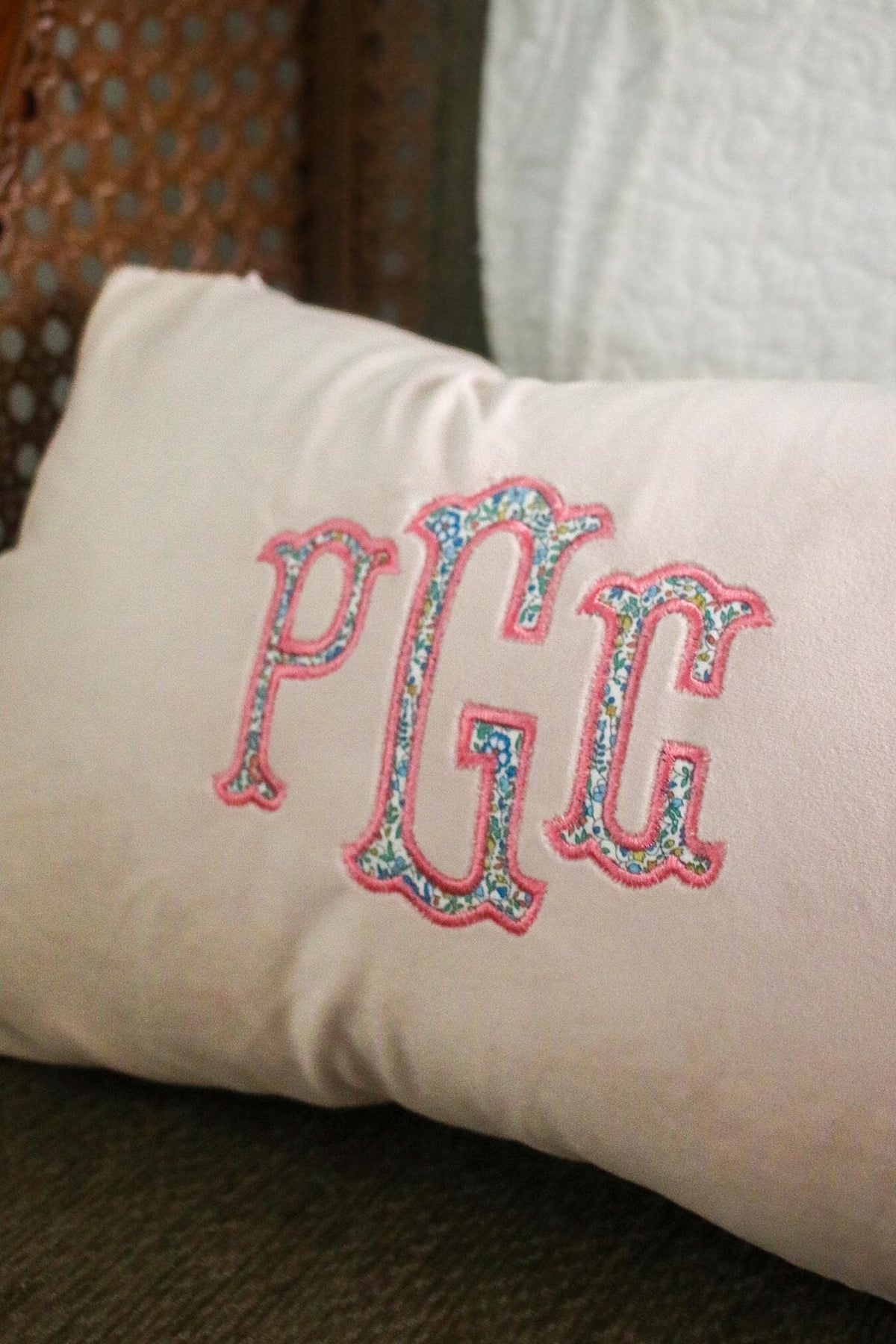 Velvet Personalized Appliqué Name Pillow Cover | Housewarming Gifts | Grandmillenial Gifts | Personalized Embroidery