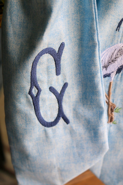 Embroidered Blue Heron Wreath Sash | Home Gifts | Wedding Gifts | Grandmillenial Home