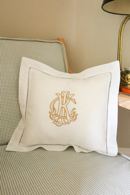Monogrammed Hemstitched Pillow | Ring Bearer Pillow | Custom Pillow Cover | Housewarming Gifts | Nursery Gifts