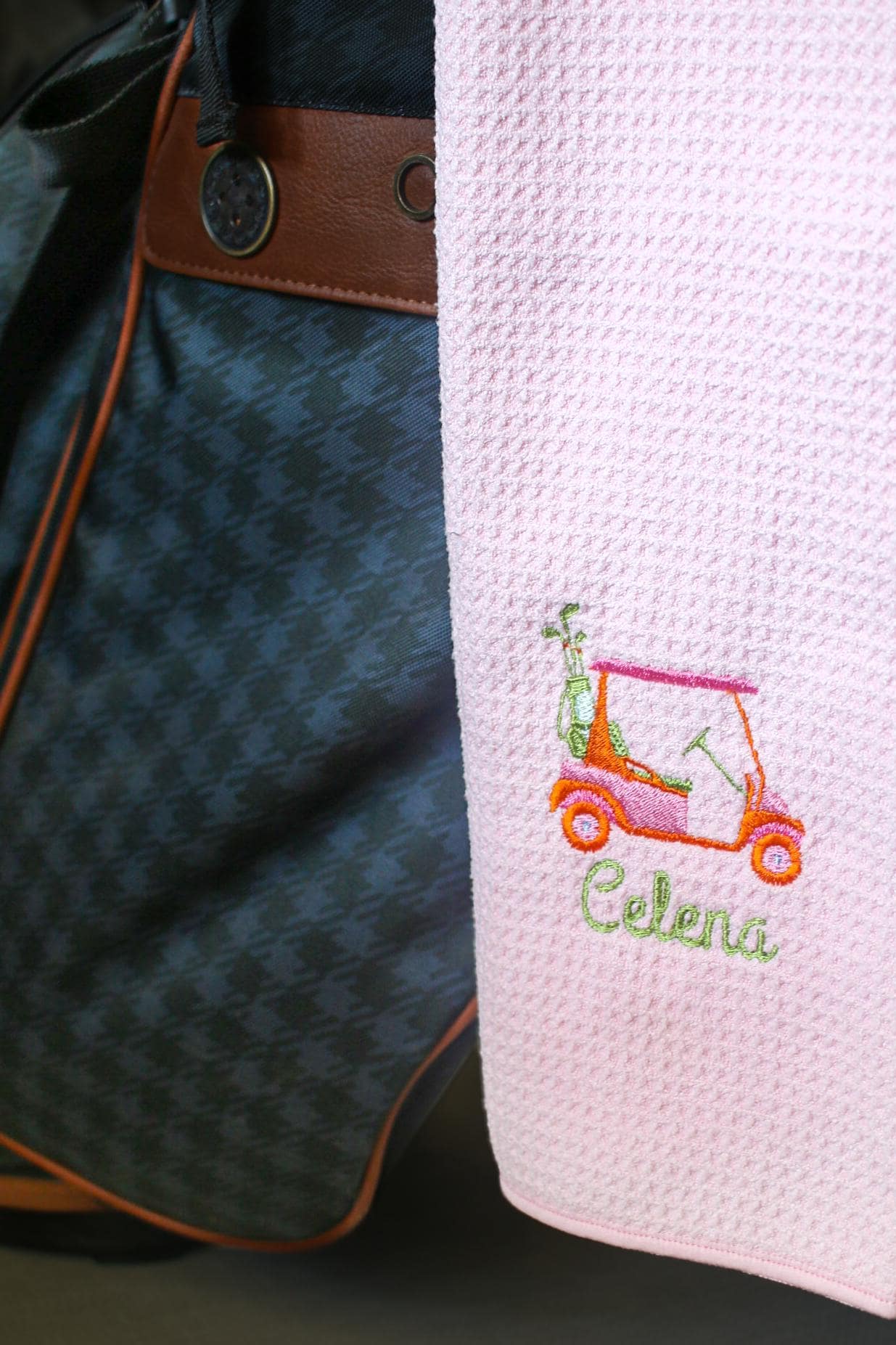 Custom Pink Embroidered Golf Towel | Gifts for Her | Golf Gifts | Bridesmaid's Gifts