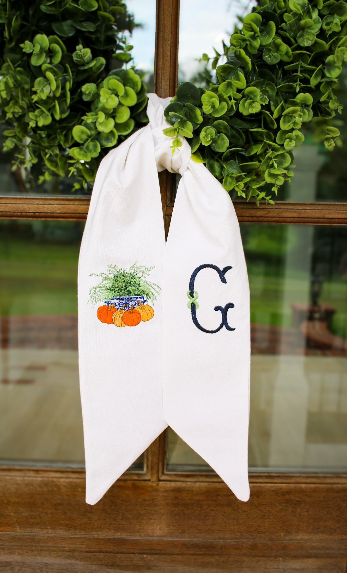 Embroidered Fall Wreath Sash | Home Gifts | Thanksgiving Decorations | Grandmillenial Home
