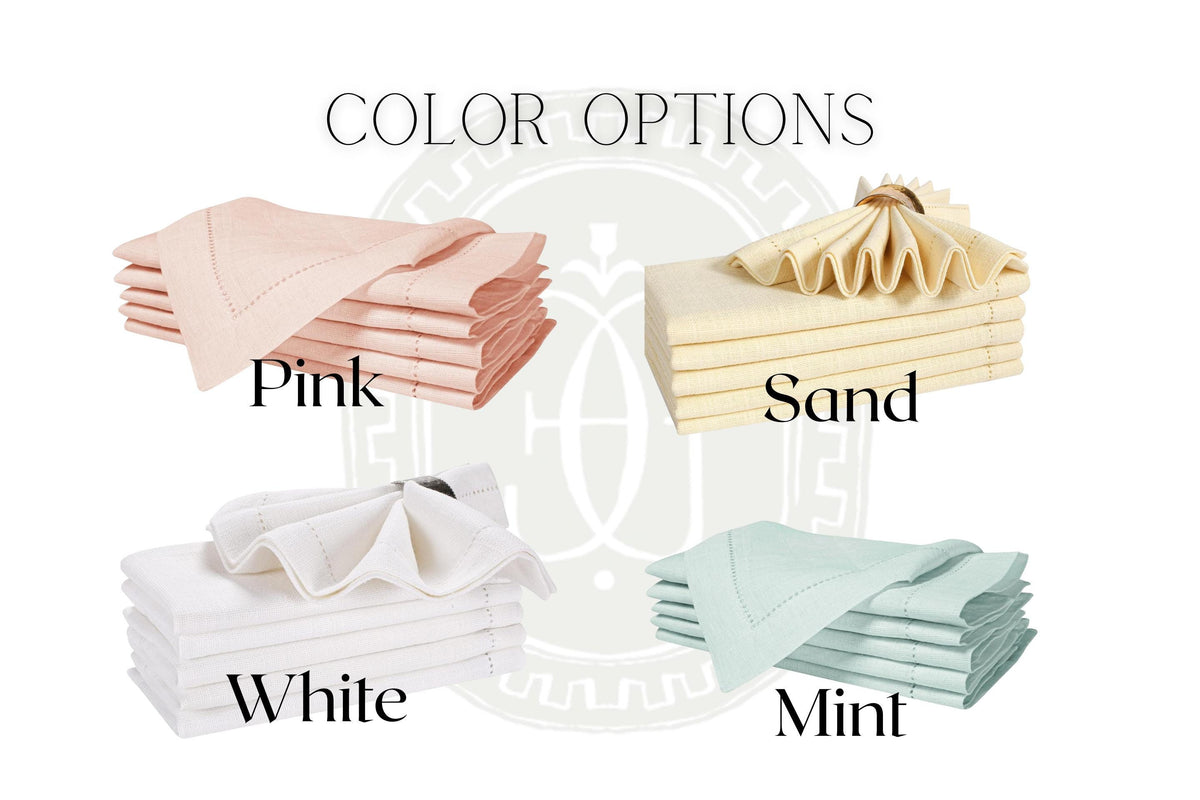Monogrammed Linen Dinner Napkins (Set of 4) - Embroidered Wedding Napkins
