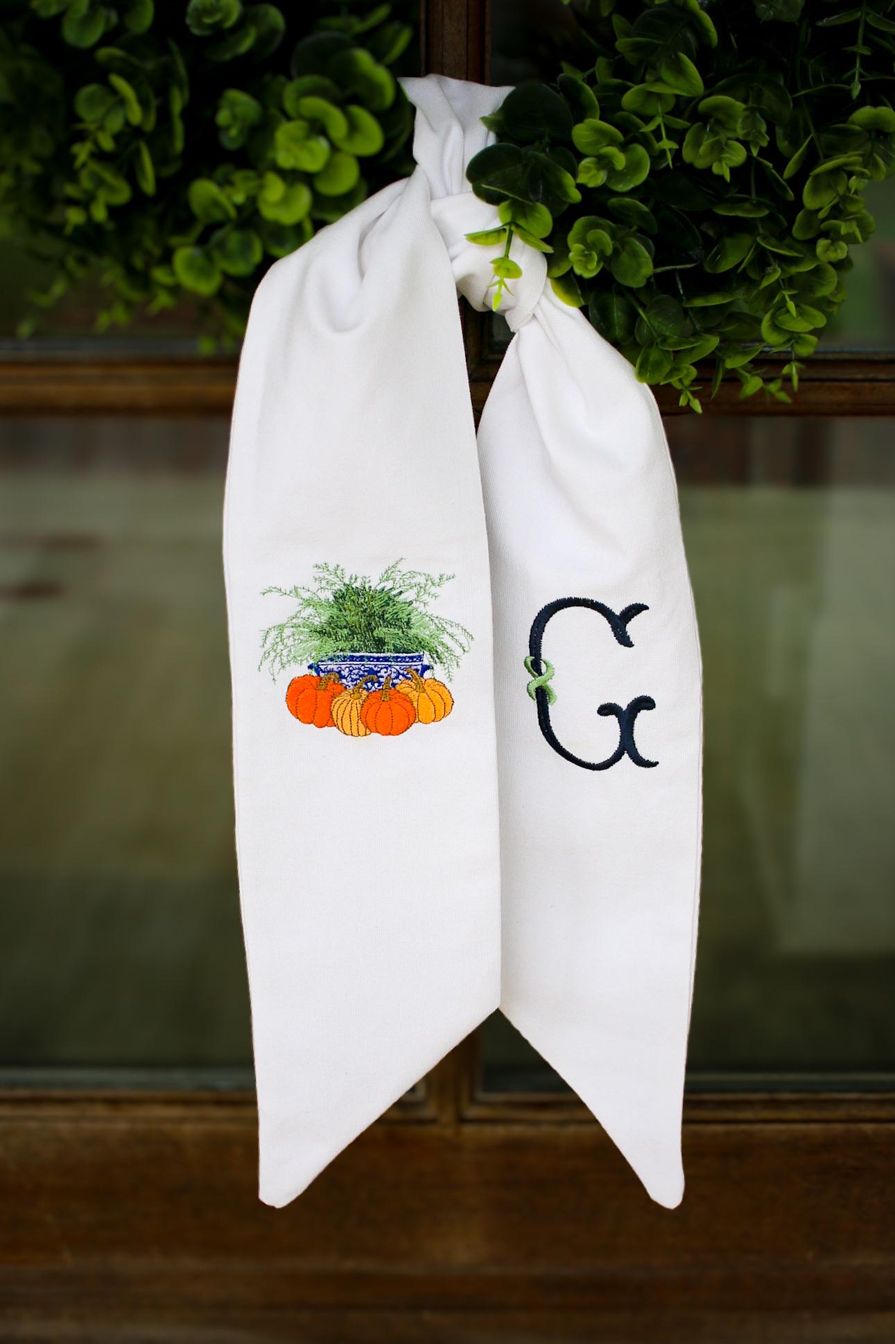 Embroidered Fall Wreath Sash | Home Gifts | Thanksgiving Decorations | Grandmillenial Home