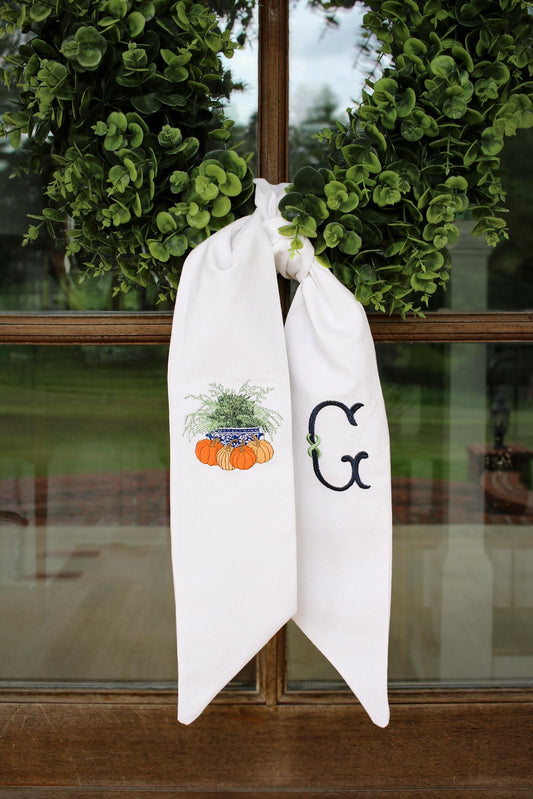 Embroidered Fall Wreath Sash | Home Gifts | Thanksgiving Decorations | Grandmillenial Home